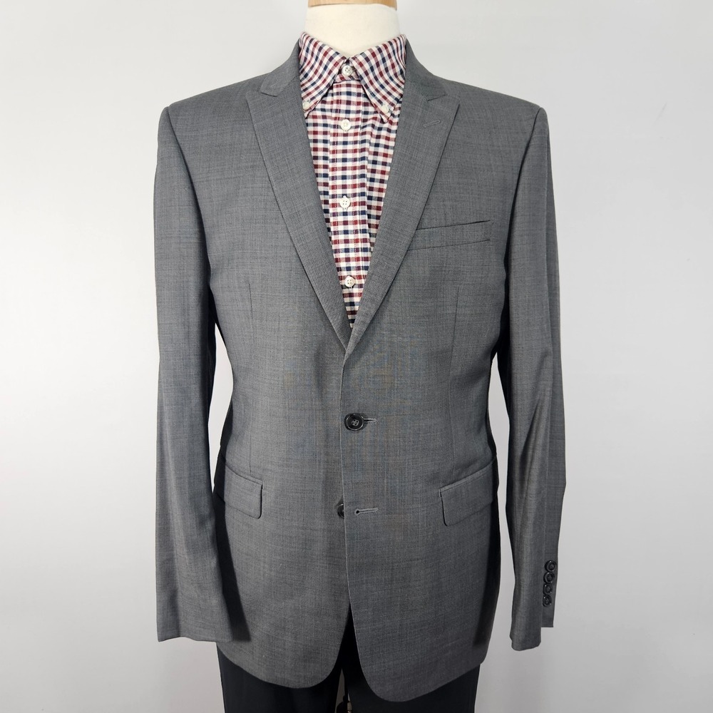 Calvin Klein Men's Sport Coat Blazer Gray Shark Skin Wool Extreme Slim Fit 42R